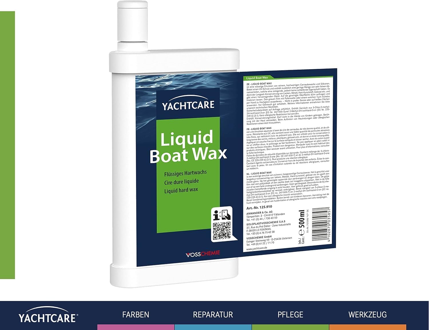 Yachtcare Liquid Boat Wax 500 ml - Flüssiges Bootswachs mit Carnaubawachs für GFK, Gelcoat & Lack, Bootsversiegelung