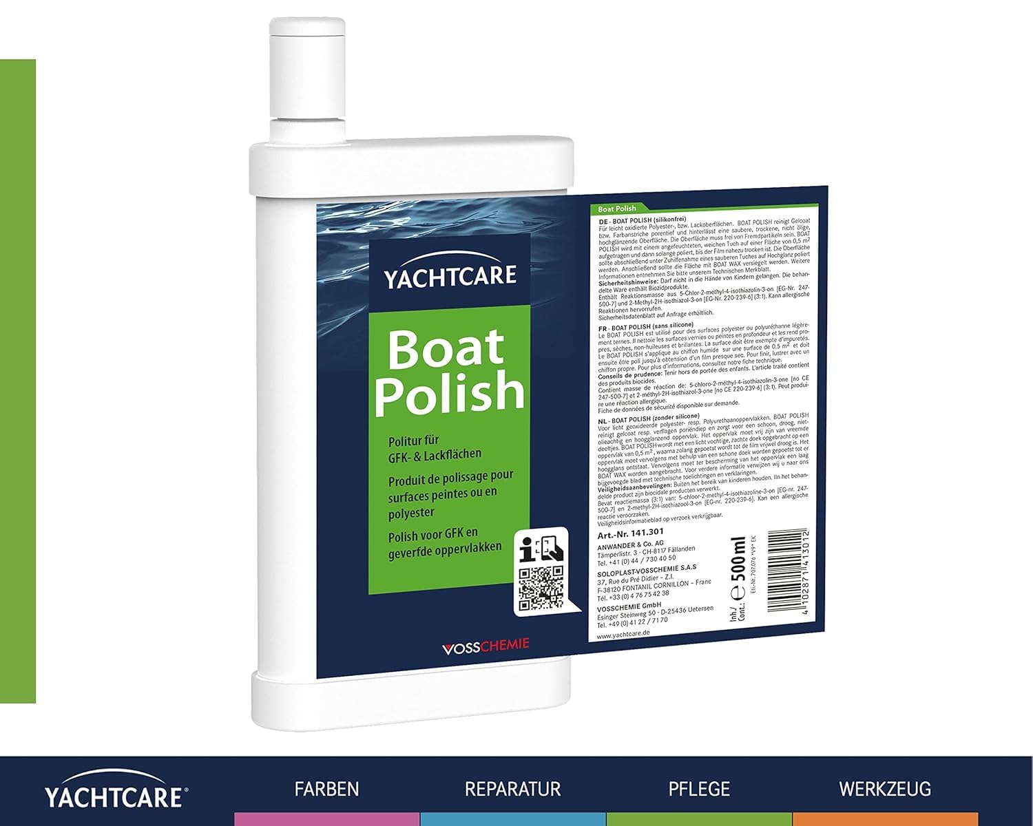 Yachtcare Boat Polish 500ml – Bootspolitur & Gelcoat Politur für GFK- und Lackflächen – Boot, Wohnmobil, Caravan, KFZ