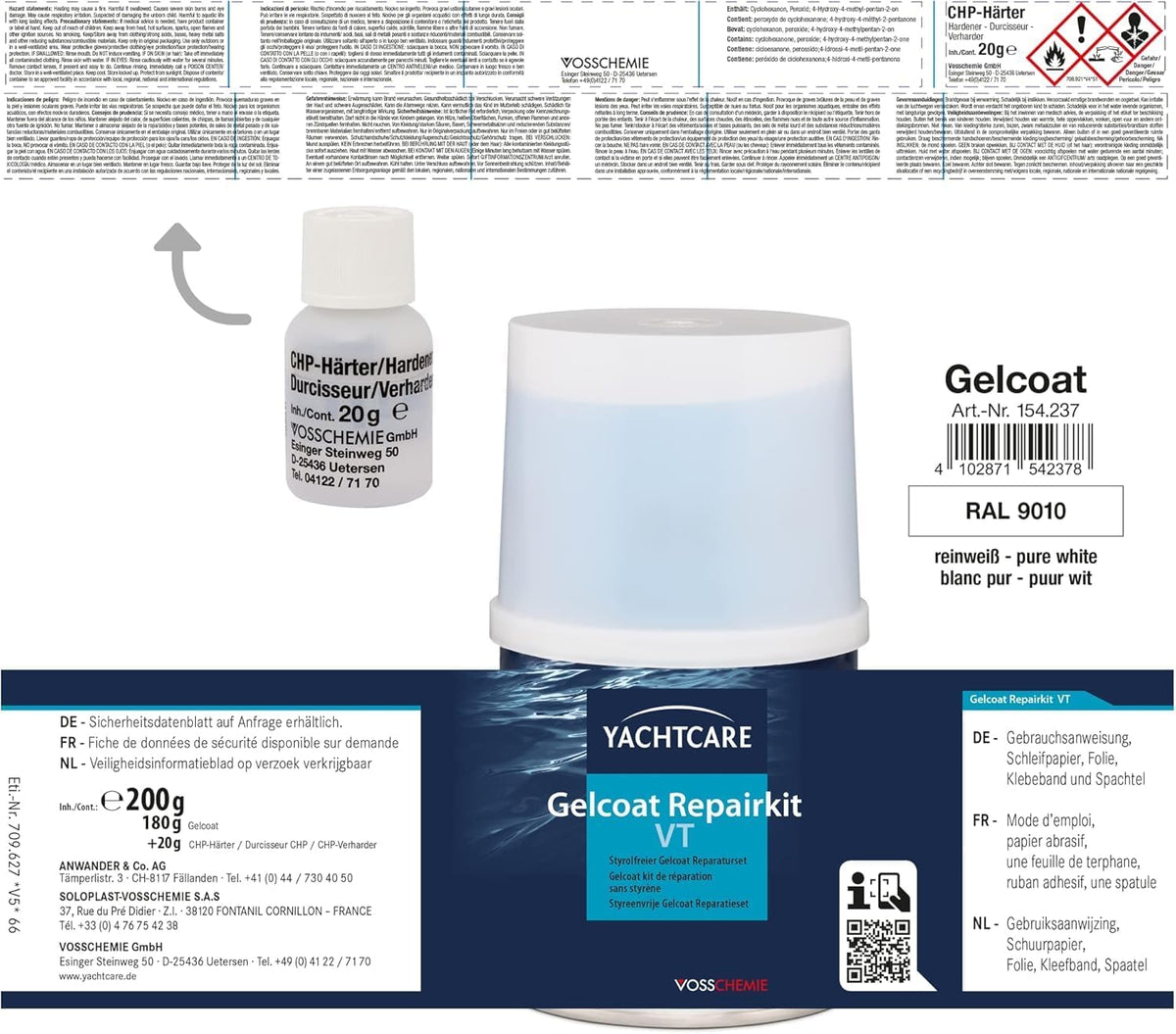 Yachtcare Gelcoat Repair Kit 200g - Für die zuverlässige Reparatur von Gelcoatschäden
