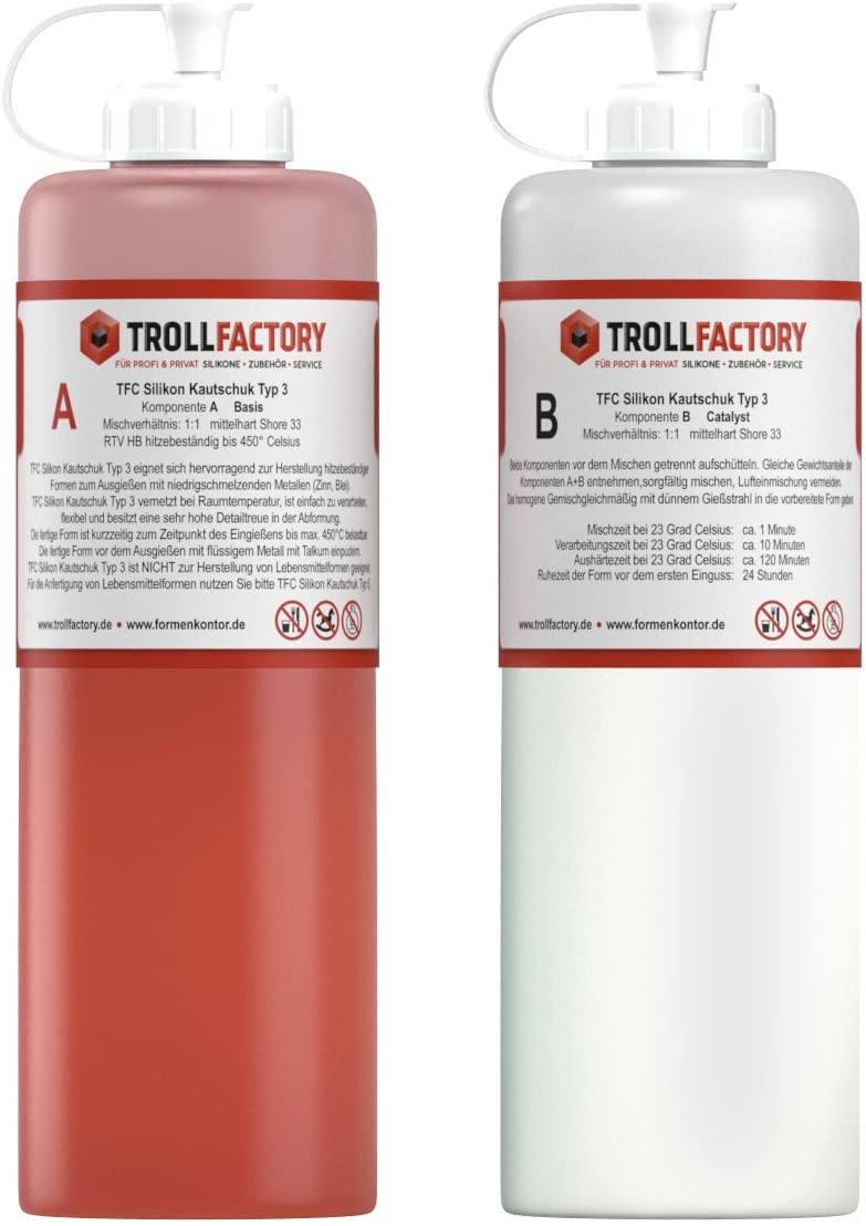 Silikon Kautschuk Typ 3 I Dubliersilikon mittelhart I Zinnguss Bleiguss Made in Germany