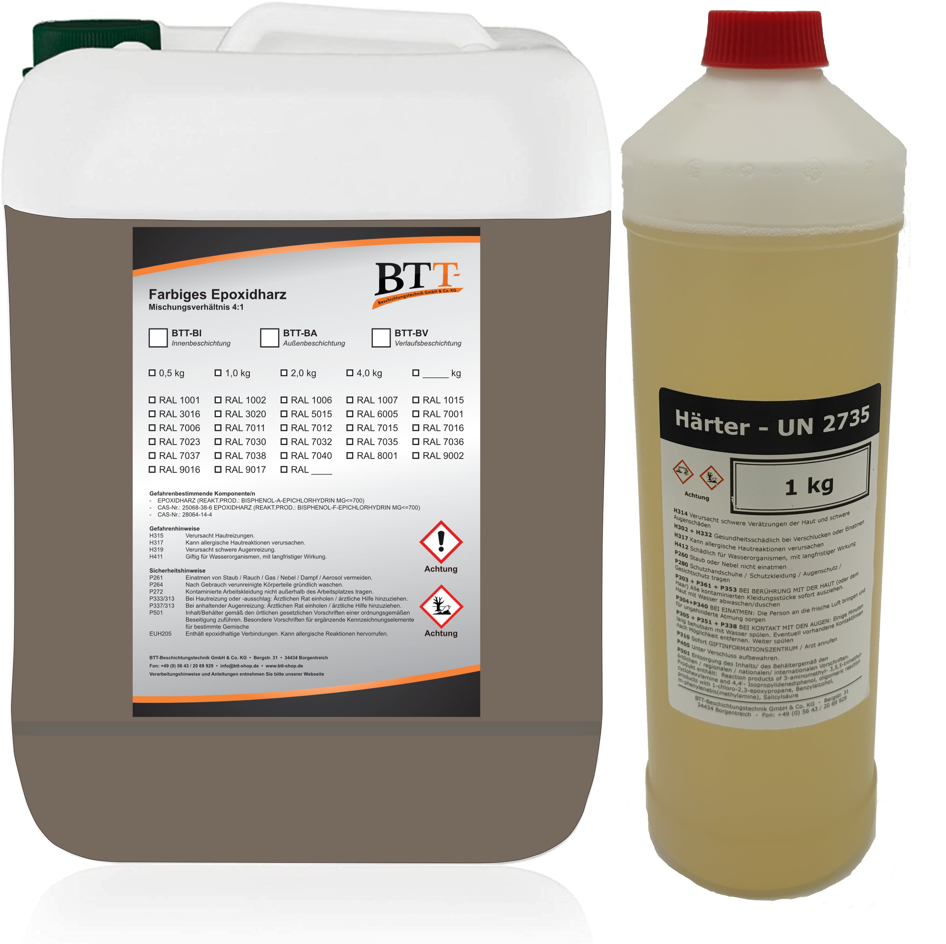 BTT-BA Epoxidharz Bodenbeschichtung RAL Außen Fliesenlack Betonfarbe Estrichfarbe Balkonfarbe Betonplattenfarbe Terrassenfarbe