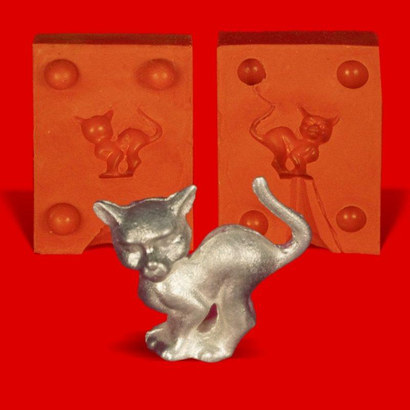Zinn Giessform Katze mit Buckel Hexenkatze - Silikonform hitzebeständig - benötigt ca. 15g Reinzinn