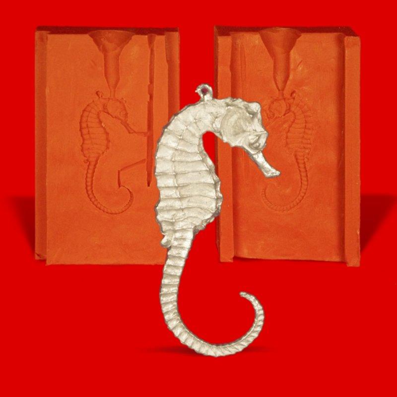 Zinn Giessform Seepferdchen - Silikonform hitzebeständig - benötigt ca. 10g Reinzinn