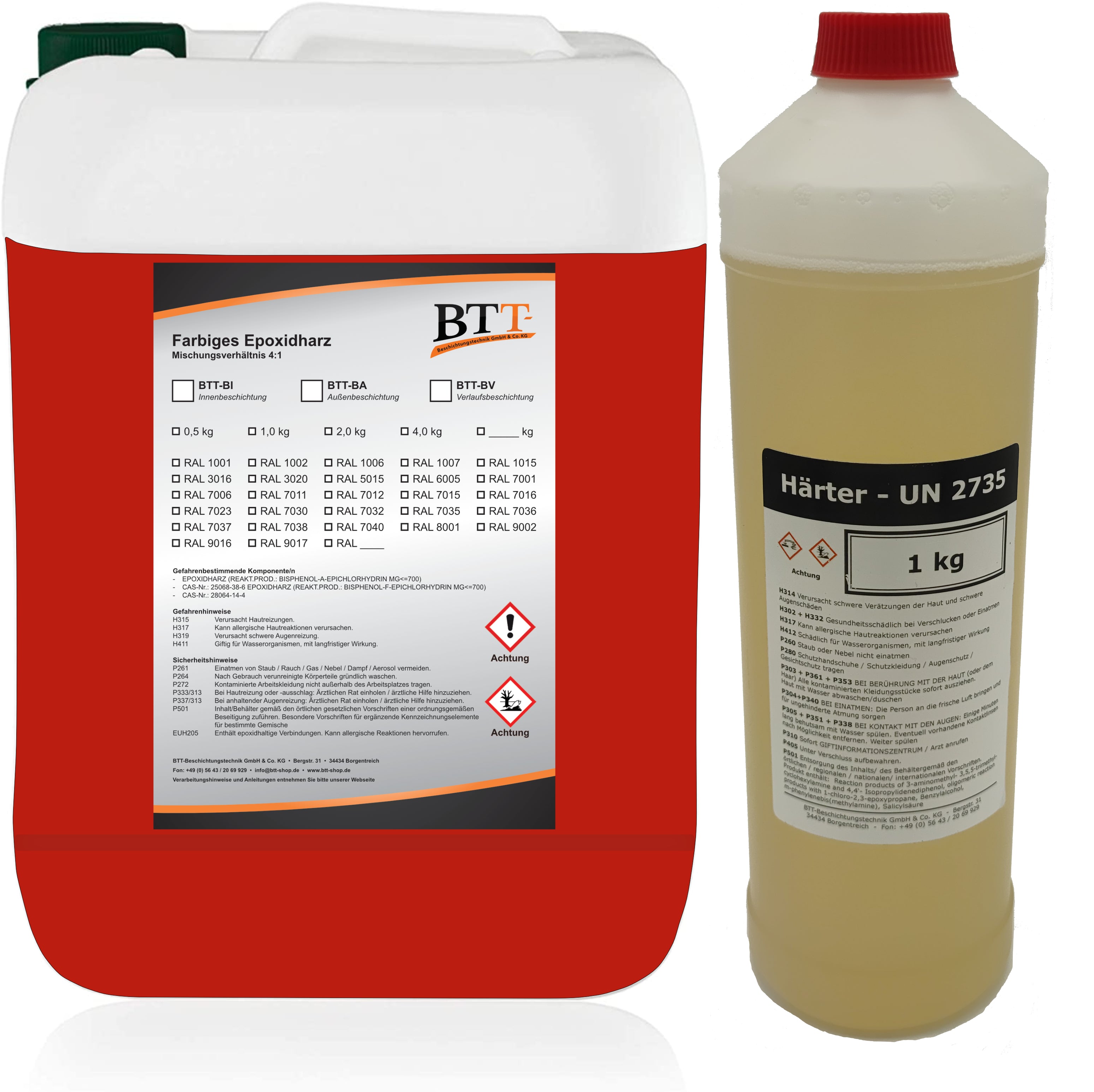 BTT-BA Epoxidharz Bodenbeschichtung RAL Außen Fliesenlack Betonfarbe Estrichfarbe Balkonfarbe Betonplattenfarbe Terrassenfarbe