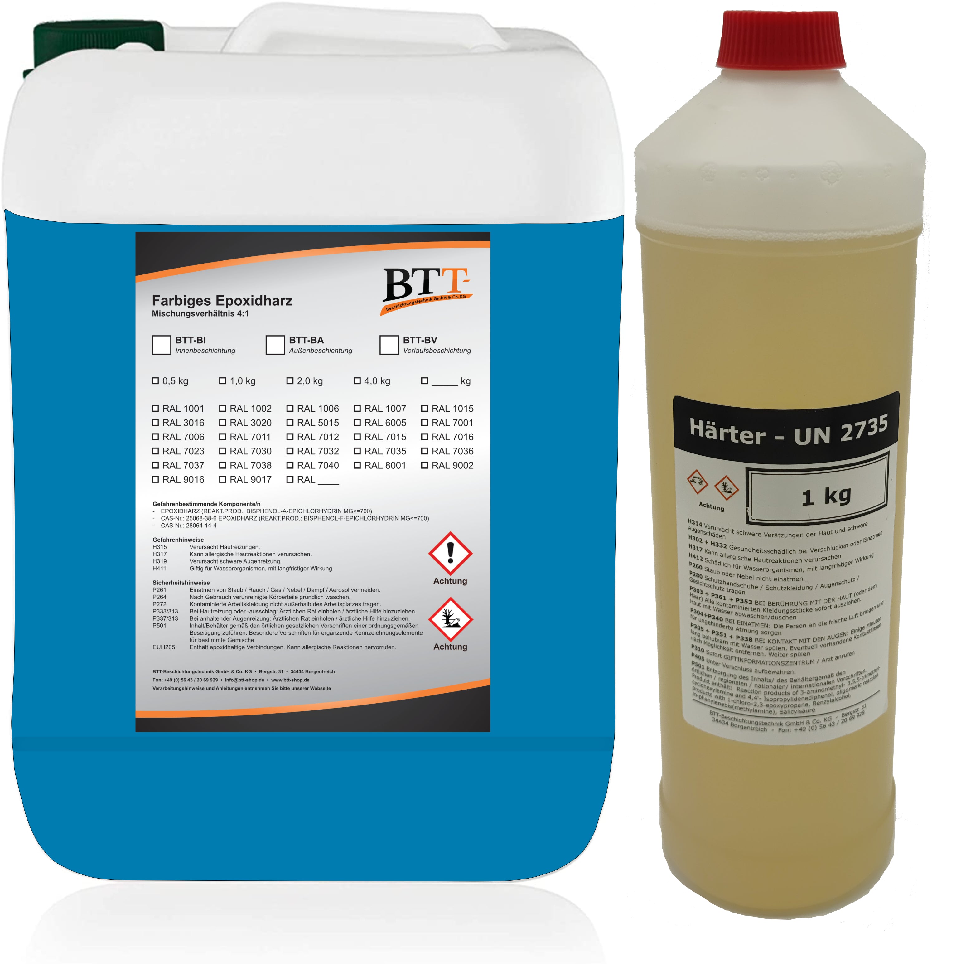 BTT-BA Epoxidharz Bodenbeschichtung RAL Außen Fliesenlack Betonfarbe Estrichfarbe Balkonfarbe Betonplattenfarbe Terrassenfarbe