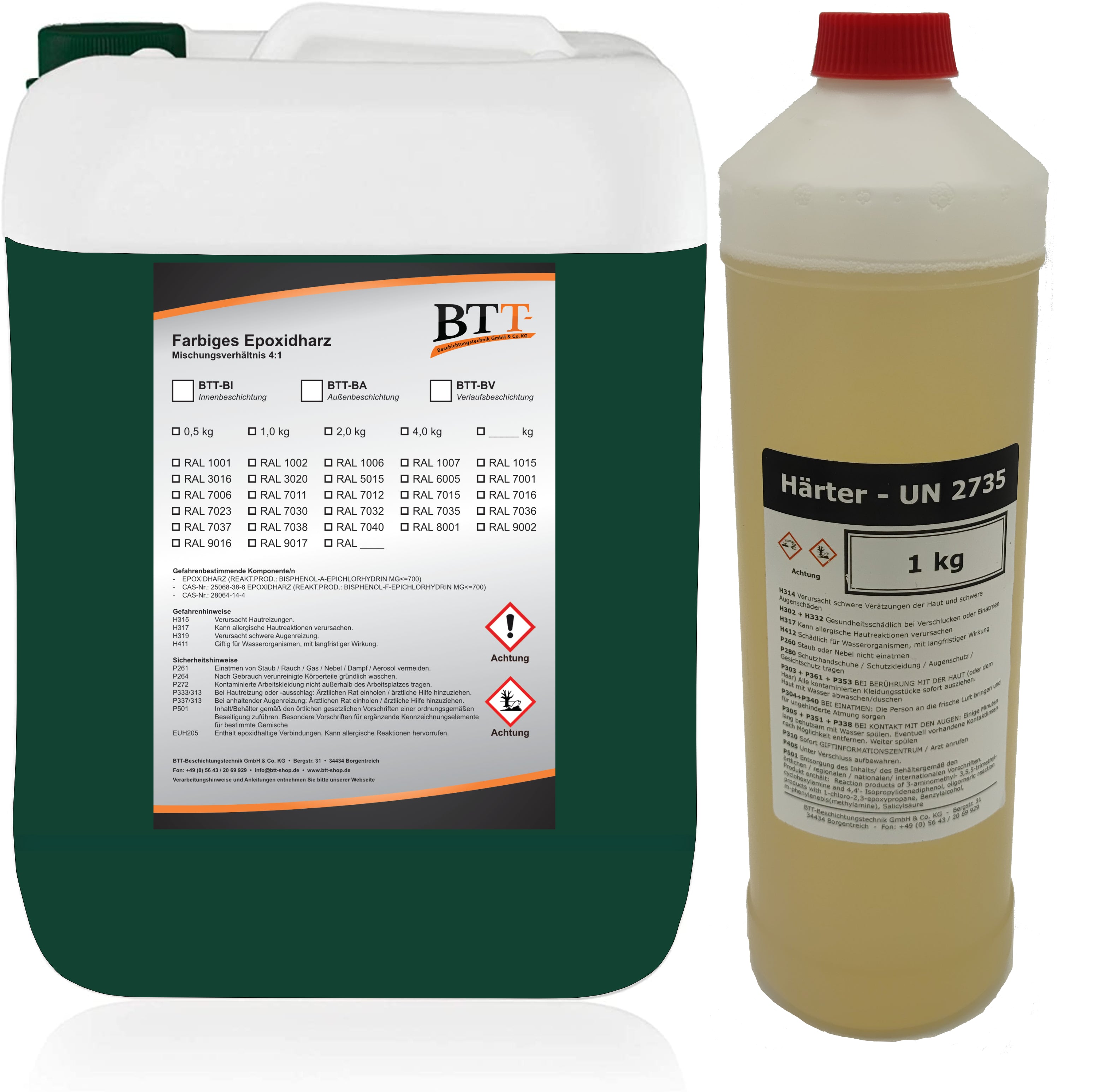 BTT-BA Epoxidharz Bodenbeschichtung RAL Außen Fliesenlack Betonfarbe Estrichfarbe Balkonfarbe Betonplattenfarbe Terrassenfarbe