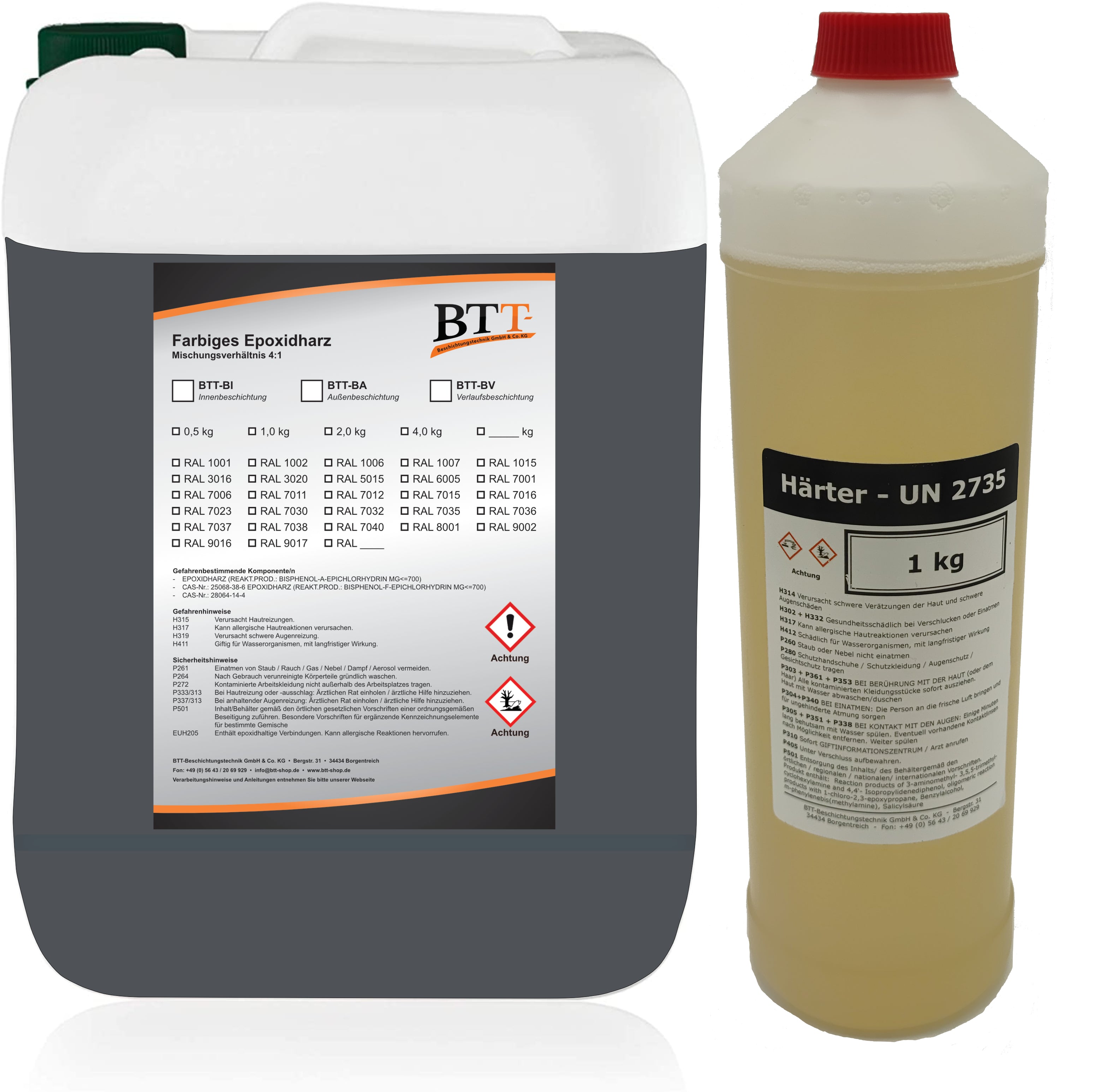 BTT-BA Epoxidharz Bodenbeschichtung RAL Außen Fliesenlack Betonfarbe Estrichfarbe Balkonfarbe Betonplattenfarbe Terrassenfarbe