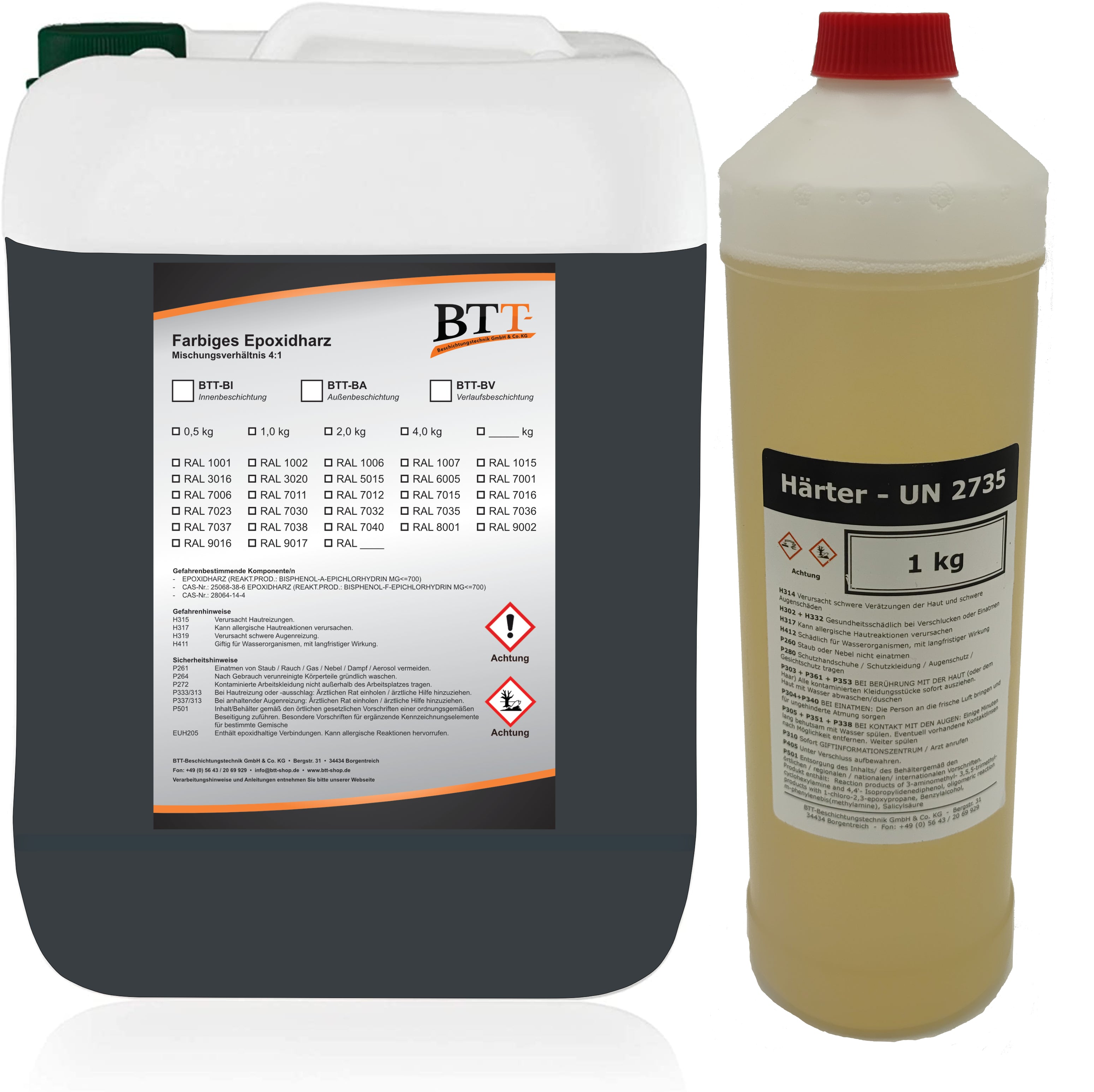 BTT-BA Epoxidharz Bodenbeschichtung RAL Außen Fliesenlack Betonfarbe Estrichfarbe Balkonfarbe Betonplattenfarbe Terrassenfarbe