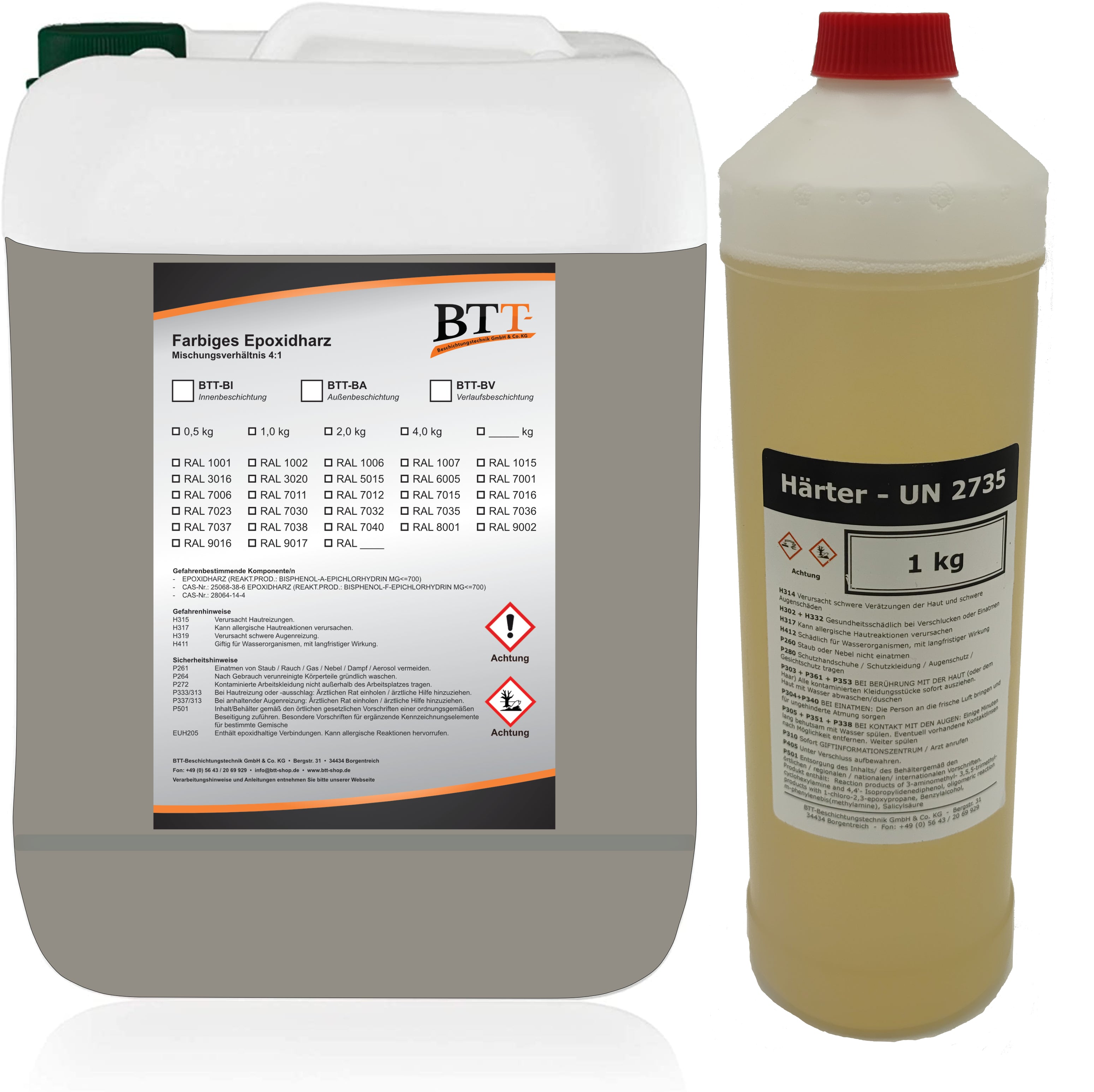 BTT-BA Epoxidharz Bodenbeschichtung RAL Außen Fliesenlack Betonfarbe Estrichfarbe Balkonfarbe Betonplattenfarbe Terrassenfarbe