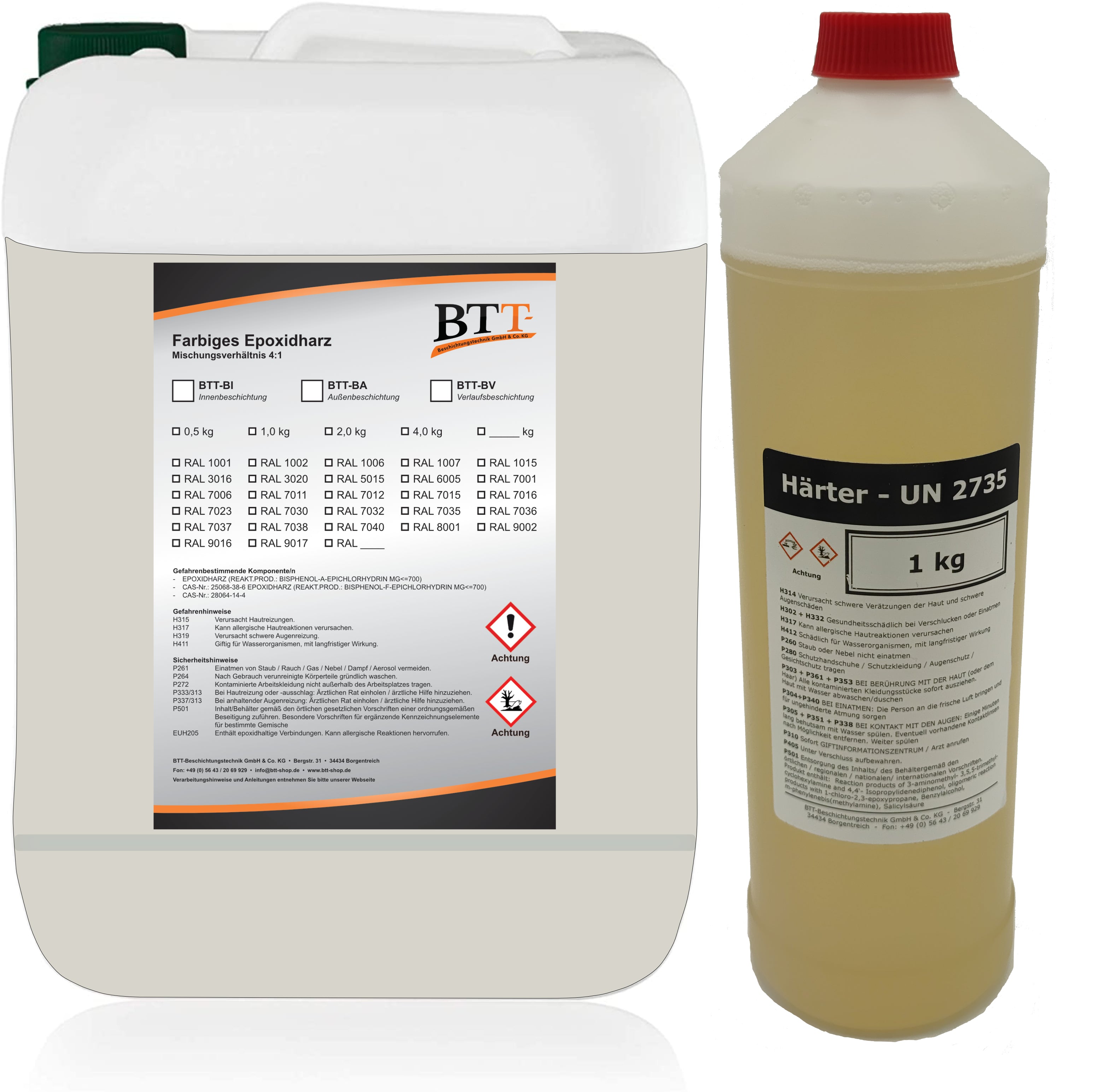 BTT-BA Epoxidharz Bodenbeschichtung RAL Außen Fliesenlack Betonfarbe Estrichfarbe Balkonfarbe Betonplattenfarbe Terrassenfarbe