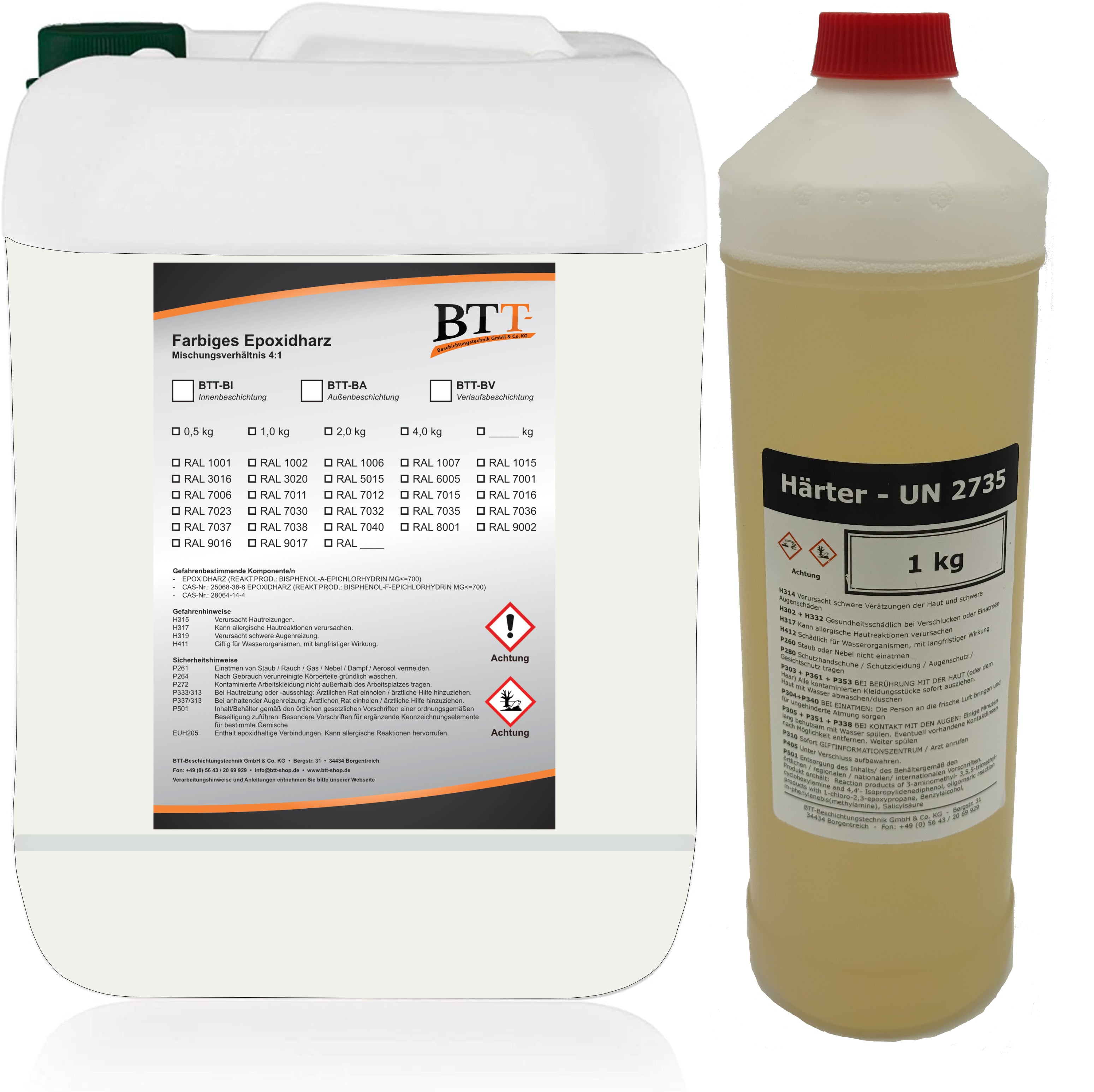 BTT-BA Epoxidharz Bodenbeschichtung RAL Außen Fliesenlack Betonfarbe Estrichfarbe Balkonfarbe Betonplattenfarbe Terrassenfarbe