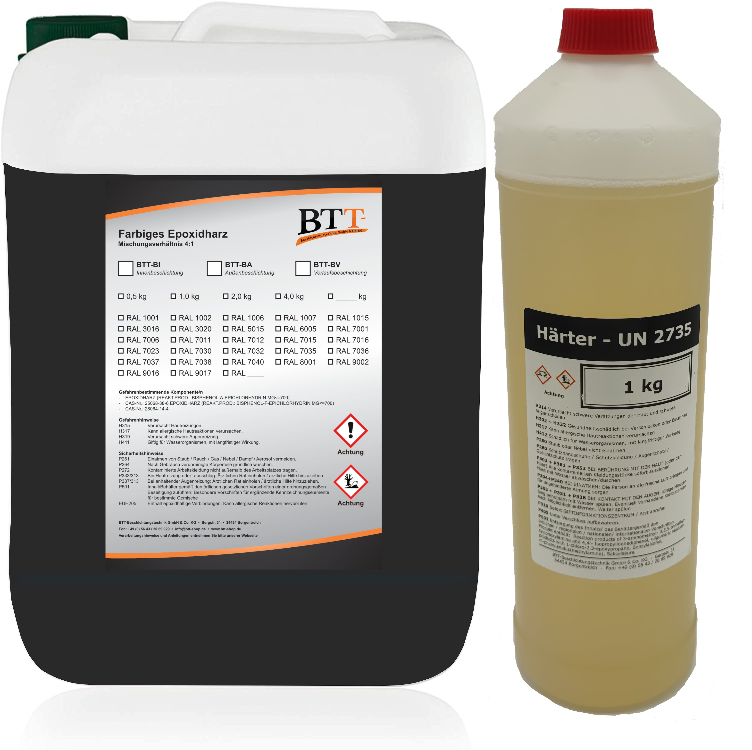 BTT-BA Epoxidharz Bodenbeschichtung RAL Außen Fliesenlack Betonfarbe Estrichfarbe Balkonfarbe Betonplattenfarbe Terrassenfarbe