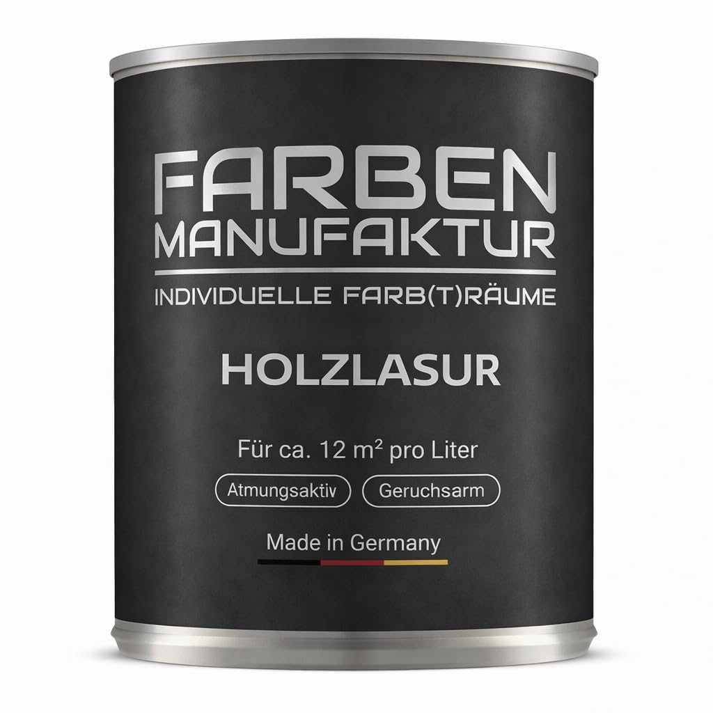 Farben Manufaktur Holzlasur Lasur Holzfarbe Holzschutzlack Holzlack lasierend nicht deckend RAL 2L, Farbe: ca. RAL 7042 Verkehrsgrau A