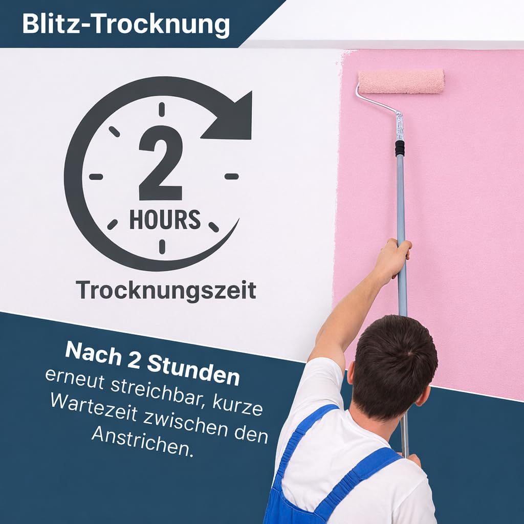 Farben Manufaktur (T) raummatt Wandfarbe Innenwandfarbe Innenfarbe Dispersionsfarbe Trendfarbe 2022 1/2/5/10L, Farbe: luftiges rosa, Größe: 2L