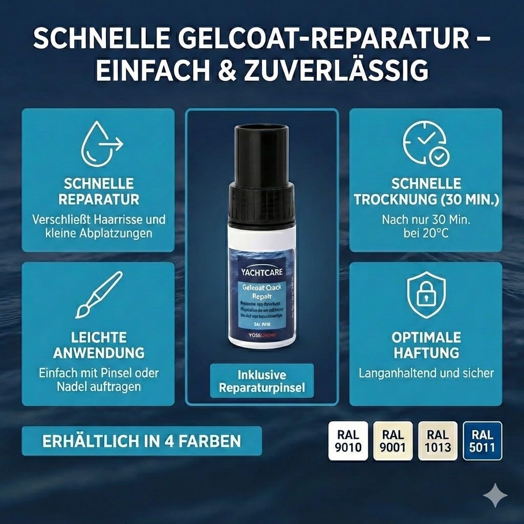 Yachtcare Gelcoat Crack Repair 9ml - Zum Verschließen von Haarrissen & kleinsten Abplatzungen