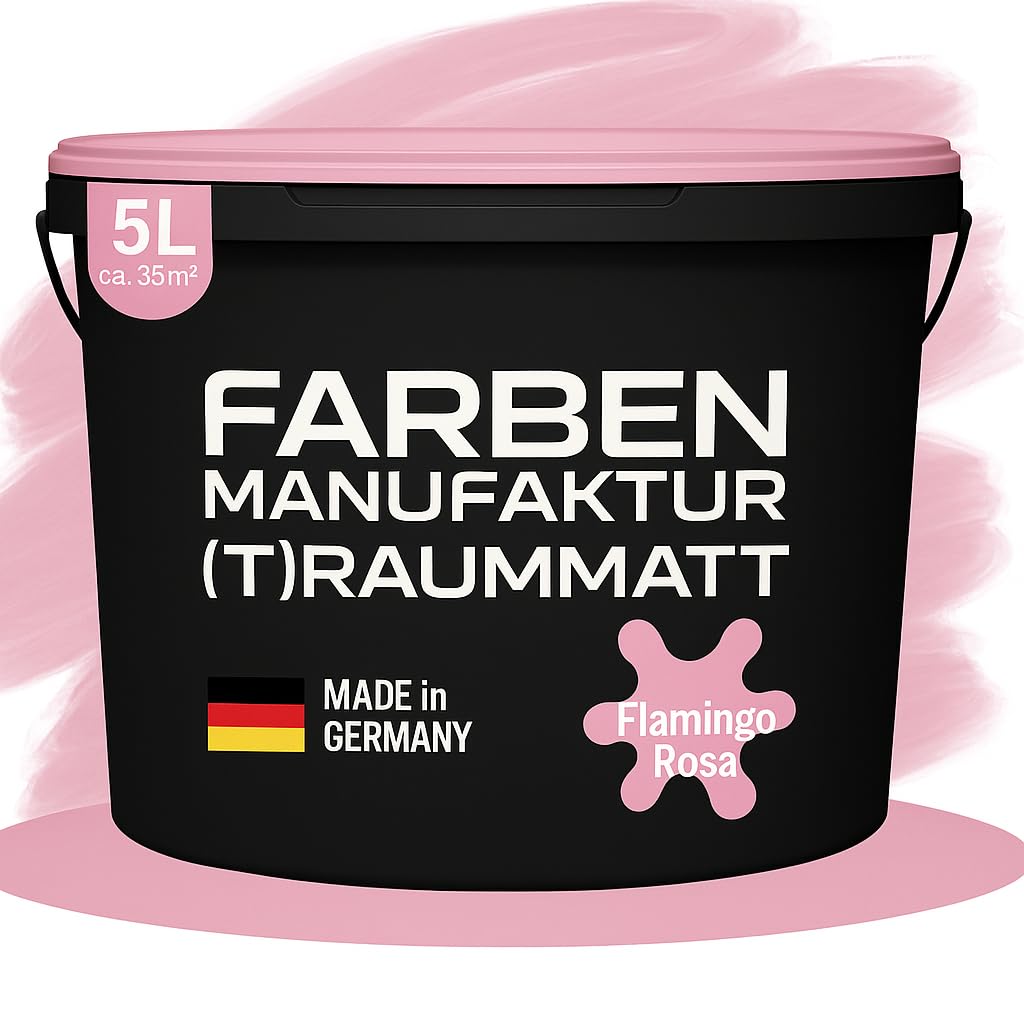 Farben Manufaktur (T) raummatt Wandfarbe Innenwandfarbe Innenfarbe Dispersionsfarbe Trendfarbe 2022 1/2/5/10L, Farbe: luftiges rosa, Größe: 2L