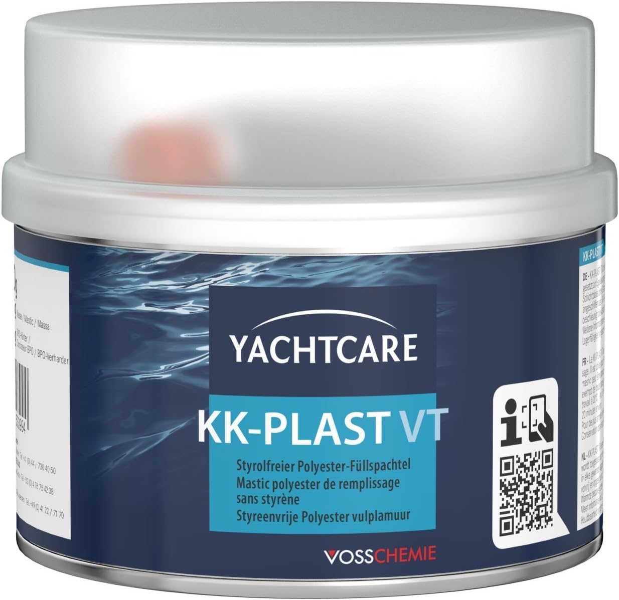 Yachtcare Füllspachtel 1kg styrolfrei – 2K Polyesterspachtel für Auto, Boot, Metall, Holz & GFK – geringer Schrumpf, schnell trocken und schleifbar