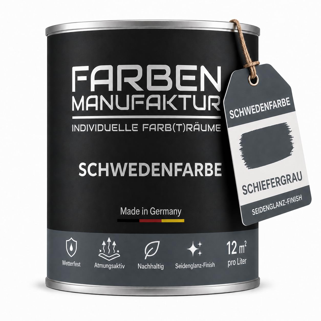Schwedenfarbe Holzfarbe Außen Wetterfest – Holzschutzfarbe für Fassade, Gartenhaus, Zaun & Scheune – Diffusionsoffen & Nachhaltig Wetterschutzfarbe, Größe: 1L, Farbe: Schweden blau
