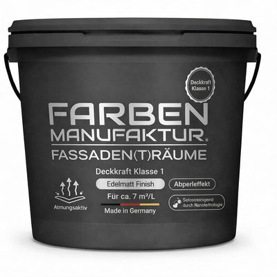 Farben Manufaktur Fassadenfarbe Hausfarbe Wandfarbe Sockelfarbe Acrylatfarbe lösemittelarm RAL 2L, Farbe: 7012 Basaltgrau