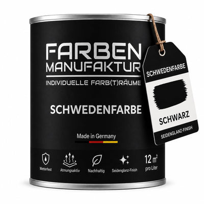 Schwedenfarbe Holzfarbe Außen Wetterfest – Holzschutzfarbe für Fassade, Gartenhaus, Zaun & Scheune – Diffusionsoffen & Nachhaltig Wetterschutzfarbe, Größe: 1L, Farbe: Schweden blau