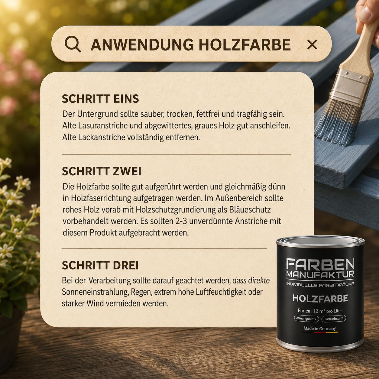 Farben Manufaktur Holzfarbe Wetterschutzfarbe Holzlack Holzschutzlack Holzdecklack Trendtöne 0,5L, Farbe: veilchen lila violett