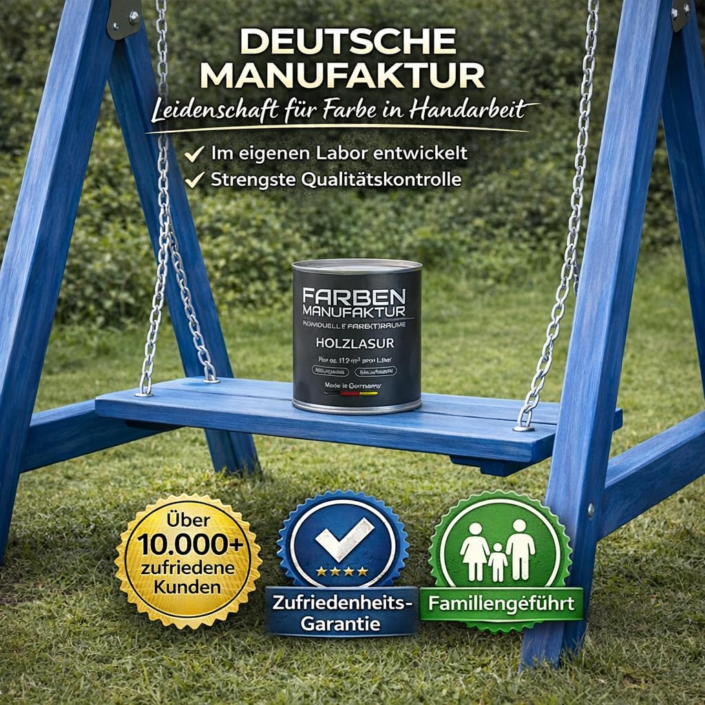Farben Manufaktur Holzlasur Lasur Holzfarbe Holzschutzlack Holzlack lasierend nicht deckend RAL 1L, Farbe: ca. RAL 7012 Basaltgrau