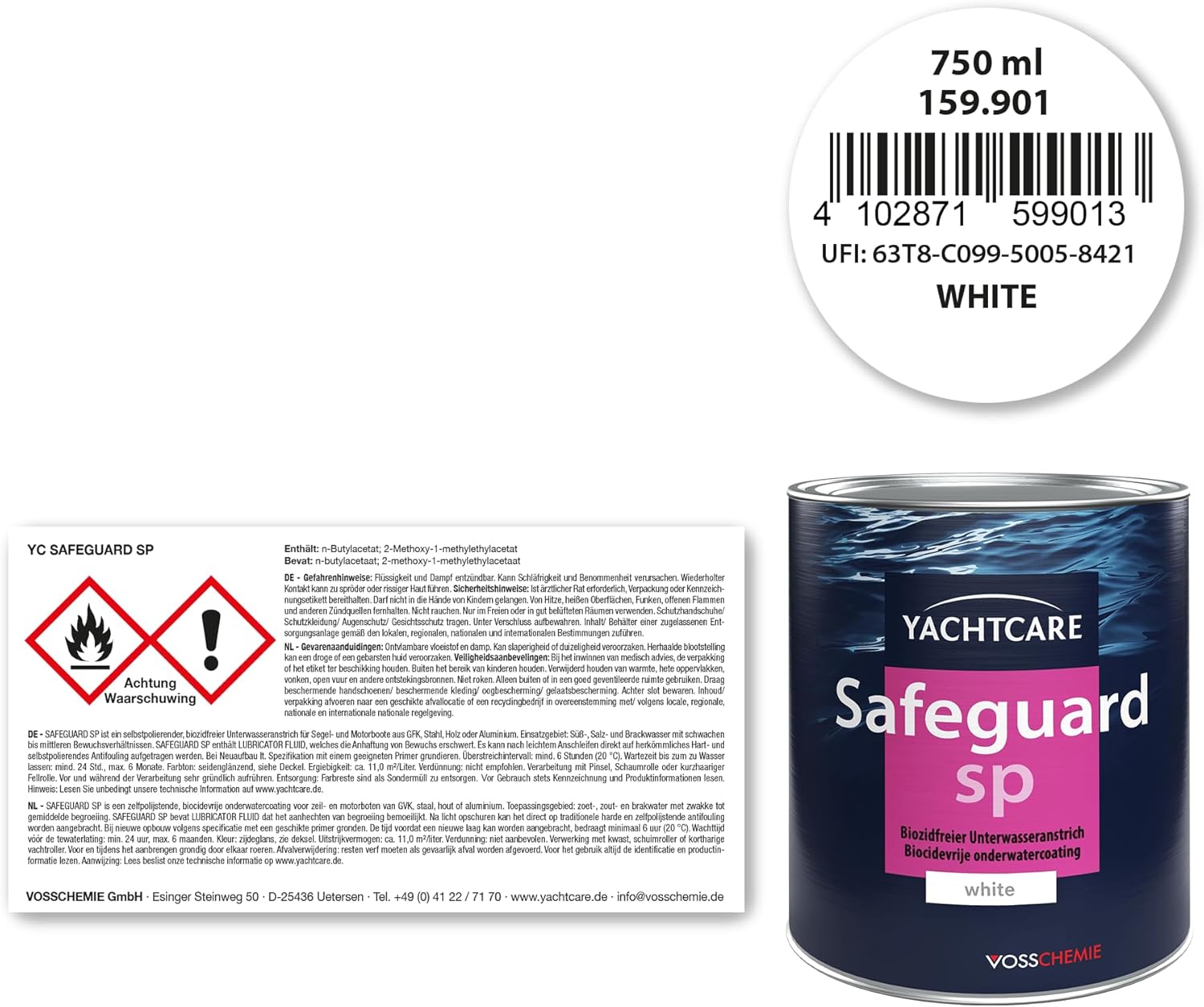 Yachtcare Safeguard SP 750ml - Biozidfreier Unterwasseranstrich für Segel- und Motorboote - Bewuchsschutz für GFK Boote