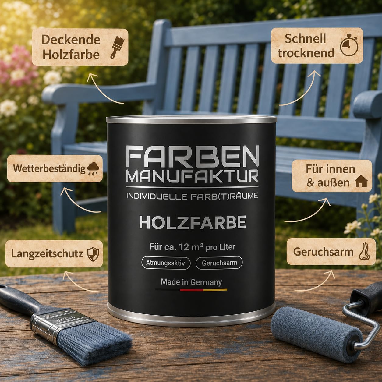 Farben Manufaktur Holzfarbe Wetterschutzfarbe Holzlack Holzschutzlack Holzdecklack Trendtöne 1L, Farbe: weiß