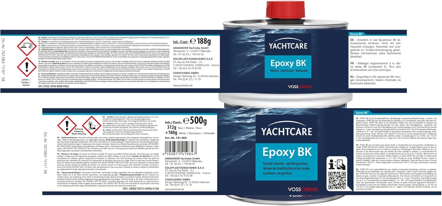 Yachtcare Epoxy BK - Lösemittelfreies Laminier- und Vergussharz auf Epoxid-Basis 500g