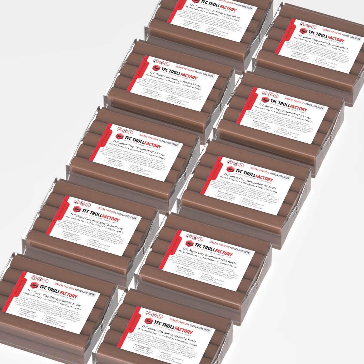 TFC SUPER CLAY Knete braun Modelliermasse hochfeine Textur geschmeidig formstabil dauerplastisch
