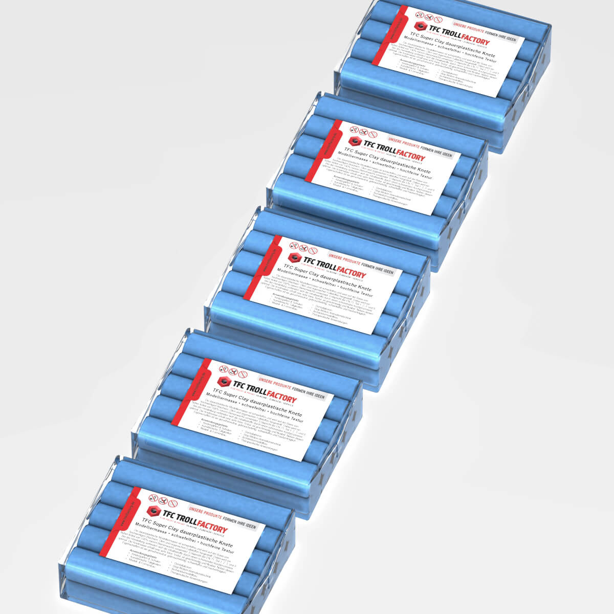 TFC SUPER CLAY Knete hellblau Modelliermasse hochfeine Textur geschmeidig formstabil dauerplastisch