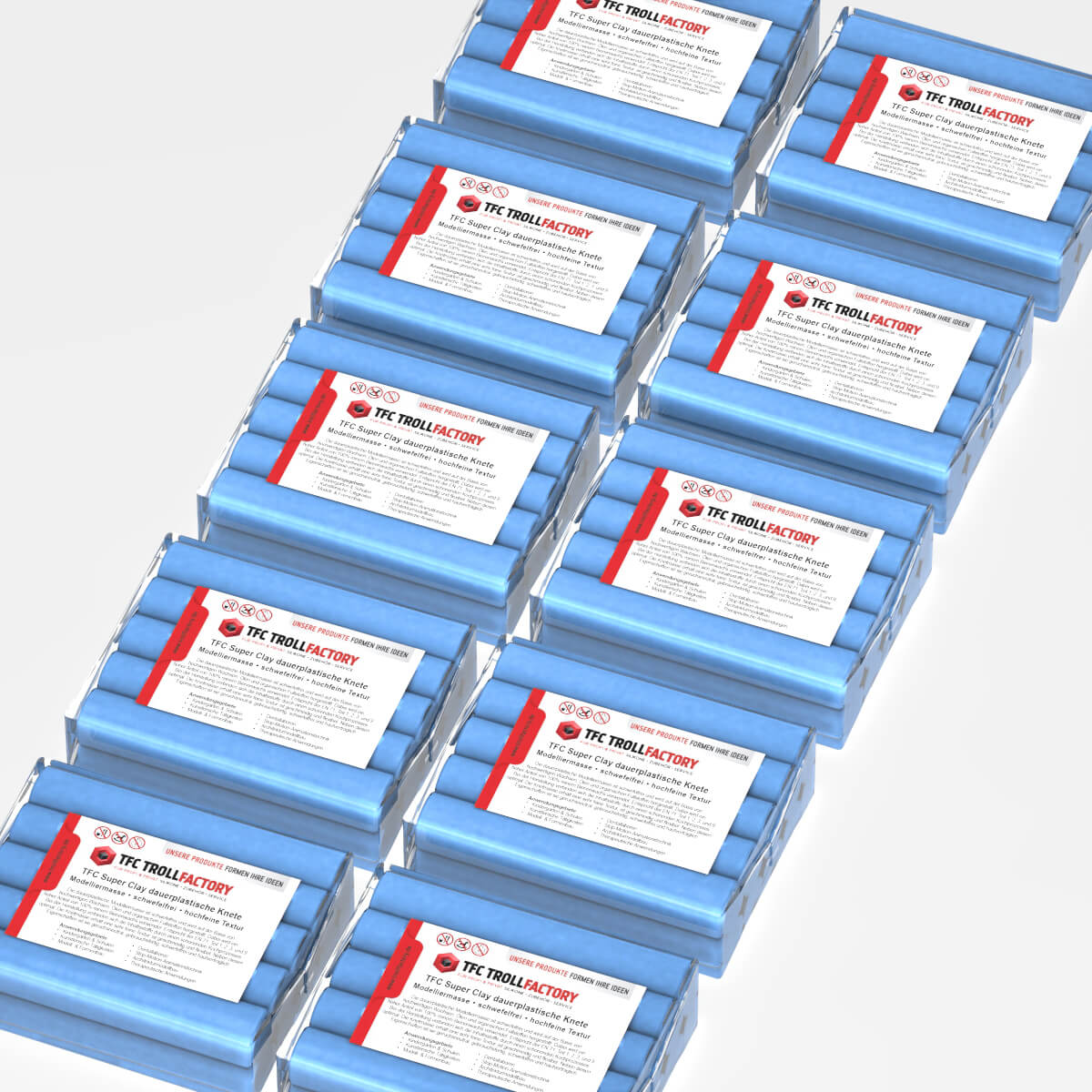 TFC SUPER CLAY Knete hellblau Modelliermasse hochfeine Textur geschmeidig formstabil dauerplastisch