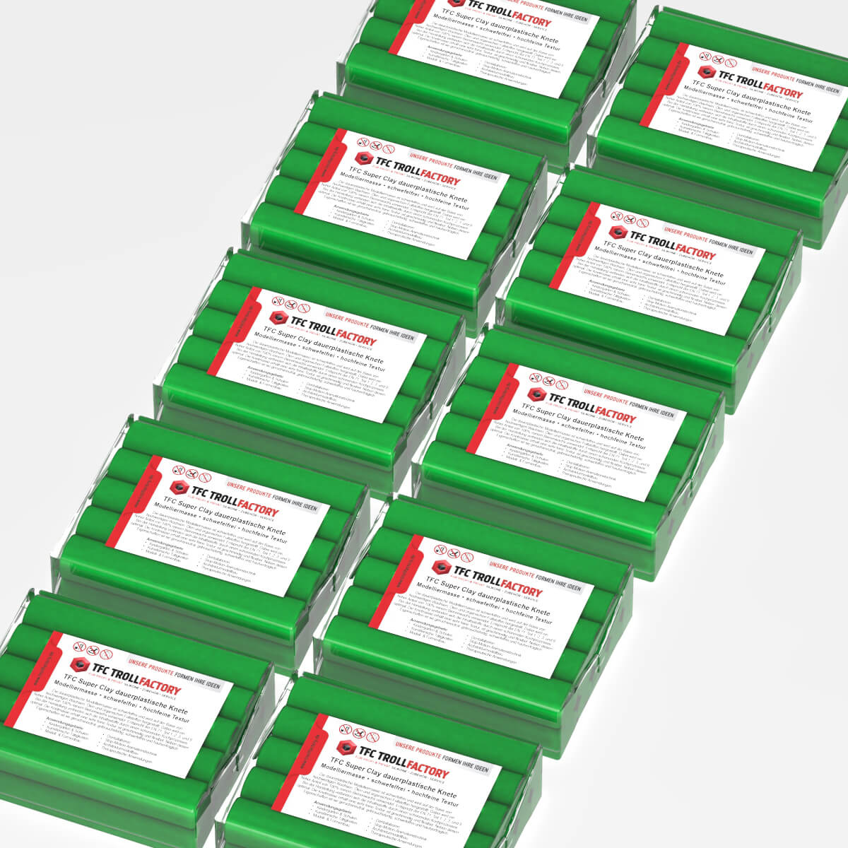 TFC SUPER CLAY Knete grün Modelliermasse hochfeine Textur geschmeidig formstabil dauerplastisch