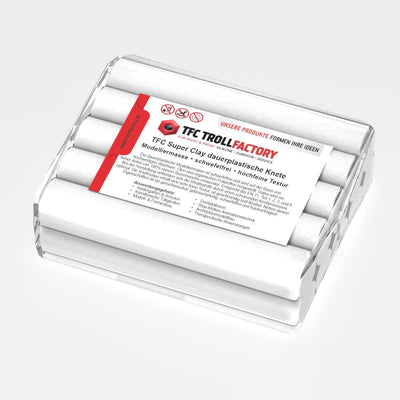 TFC SUPER CLAY Knete weiss Modelliermasse hochfeine Textur geschmeidig formstabil dauerplastisch