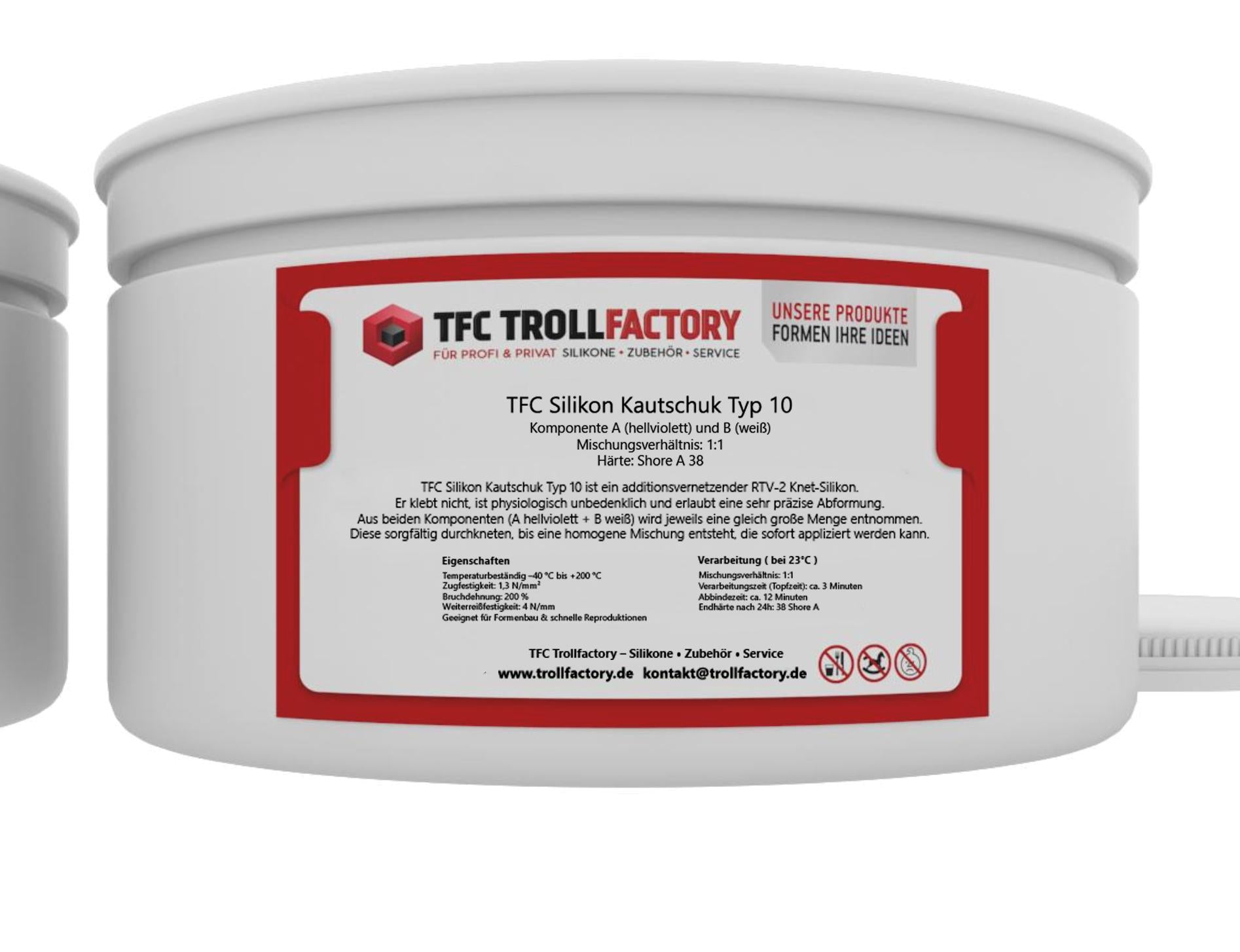 TFC Silikon Kautschuk Typ 10 Knetsilikon knetbar mittelhart Shore 38 1:1