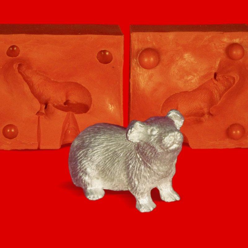 Zinn Giessform Meerschweinchen - Silikonform hitzebeständig - benötigt ca. 85g Reinzinn