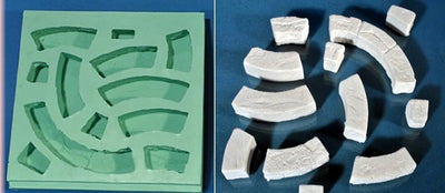 Giessform Silikonform Rundturm Basis Krippenbausteine Set 7