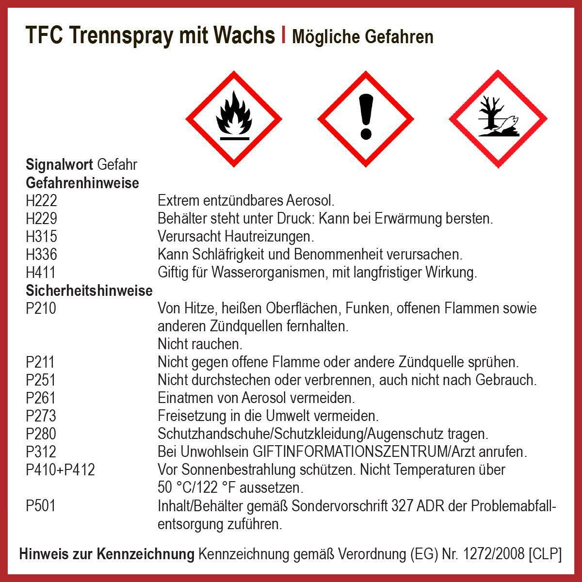 Polyment TFC Formen Trennspray mit Wachs für Epoxid Giessharz, Polyesterharz, PMMA und Polyurethane | silikonfrei | 400ml